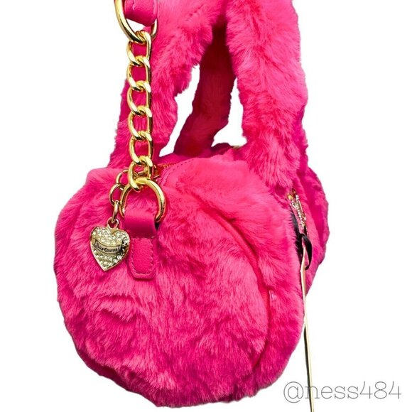 NWT Hot Pink Juicy Couture Faux Fur Roll Bag - Picture 5 of 8